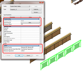 Old School Simpler Railings without Baluster Placement dialog box
