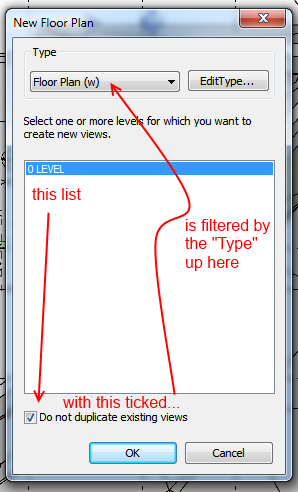 New Plan dialog is filtered by Floor Plan Type