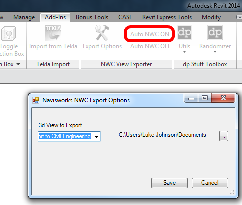 Auto NWC View Exporter (realtime watcher addin) for Revit, by Kyle Morin