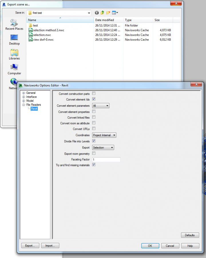 Workarounds for "No suitable geometry found when exporting from Revit to Navisworks 2015"