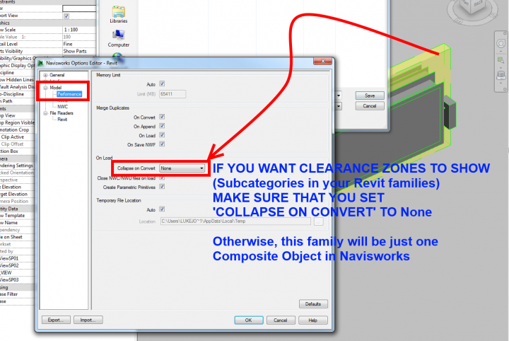 Navisworks Export – Collapse on Convert export setting for added geometry separation