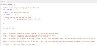 How to Translate RSS Feeds with Google Scripts and then subscribe in your preferred RSS Reader